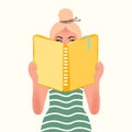 Reading girl. Literature and New knowledge, thoughts, expanding horizons and intelligence. Vector illustration